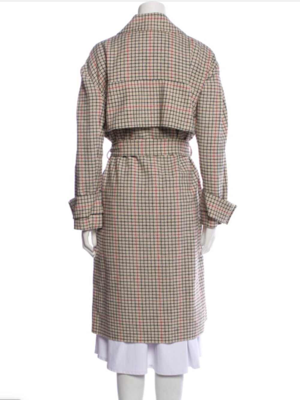 Maje Paris Long Plaid Checked Belted Brown Trench Coat FR 38 S/M Like New - Picture 12 of 16